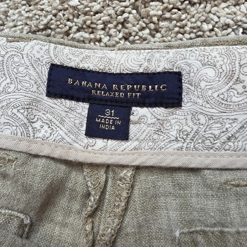 Banana Republic Relaxed Fit Linen Shorts Mens 31 Beige Outdoor Casual Adult